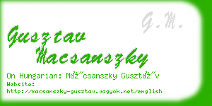 gusztav macsanszky business card